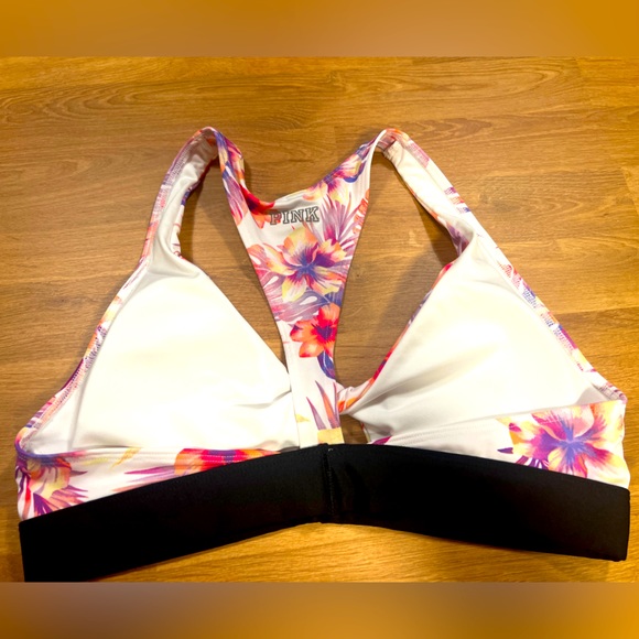 Victorias Secret Pink bralette twist keyhole white with pink tropical flowers - Picture 2 of 2